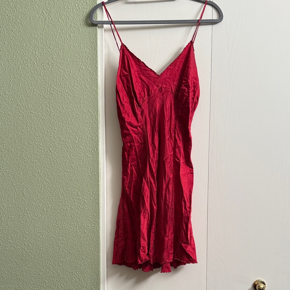 Vintage Victoria's Secret Red 100% silk chemise slip dress